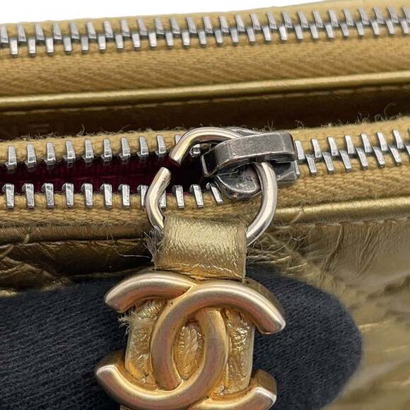 CHANEL Gold Lambskin Leather Logo Shoulder Bag - Picture 11 of 16